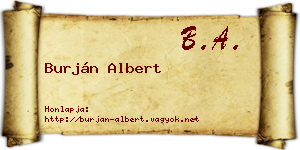 Burján Albert névjegykártya