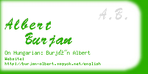 albert burjan business card